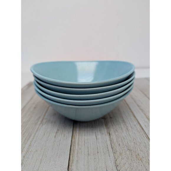 Vintage Set of 5 Vernonware Metlox Heavenly Days Torquise Blue Bowl Set - Picture 1 of 12